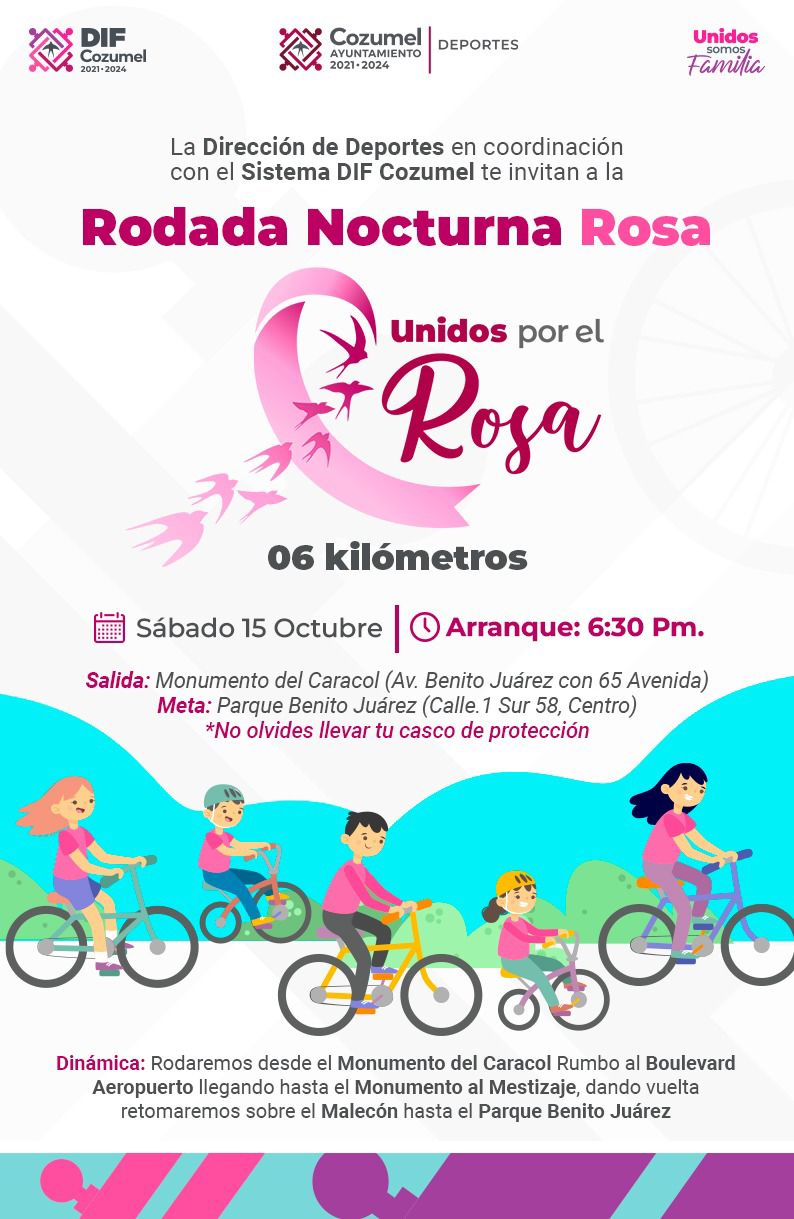 Rodada nocturna rosa en Cozumel - Código Rojo
